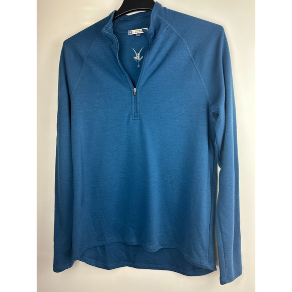*Damaged* Ibex 1/2 Zip Sweater Merino Wool Blue Long Sleeve Pullover 1/4 Size XL - Picture 1 of 11